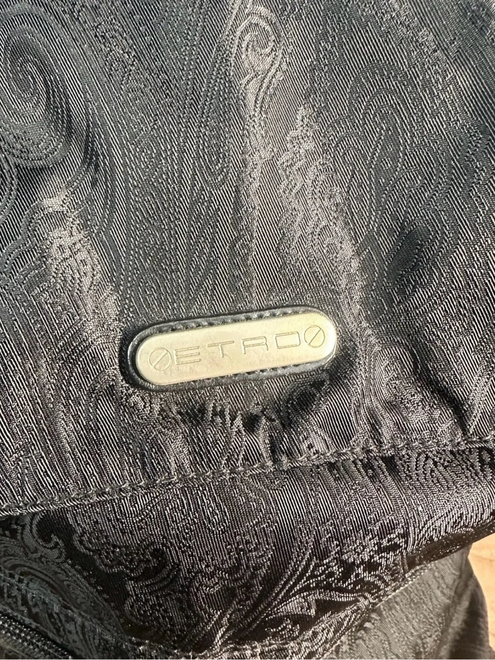 ETRO Milano Paisley Jacquard Backpack Black Drawstring Italy check description
